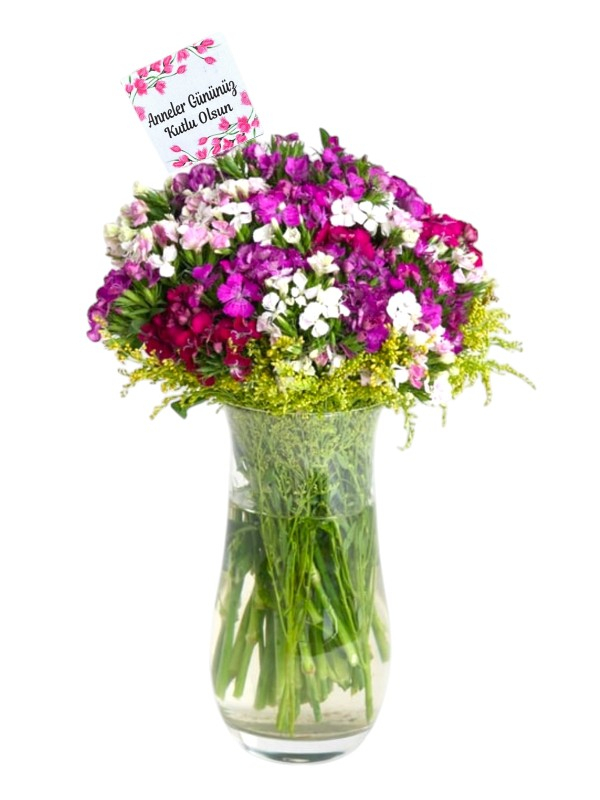 Anneler Günü Hüsnü Yusuf Cam Vazo Aranjmanı