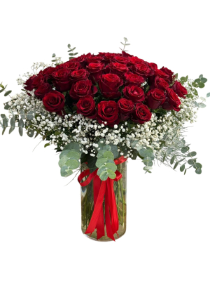 41 Kırmızı Gül Vazo Aranjmanı
